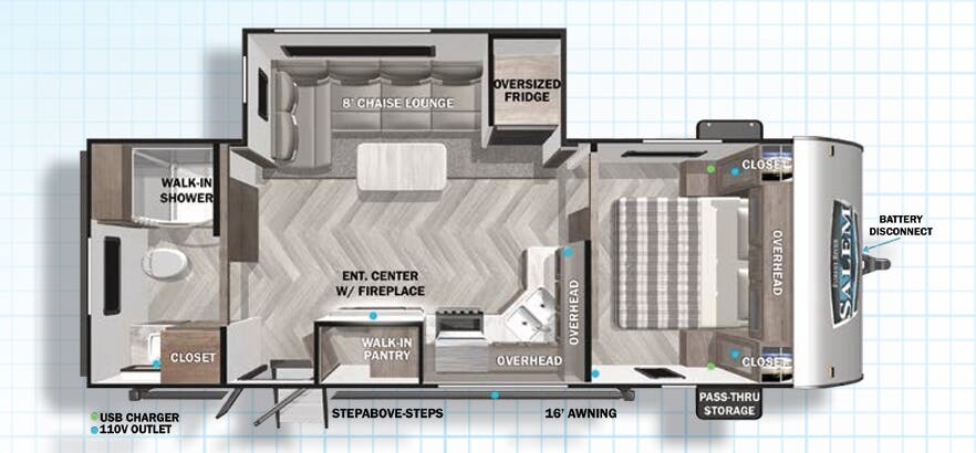 View 2022 Forest River Salem 22RBS complete specs and manufacturer brochures