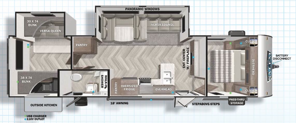 View 2022 Forest River Salem 32BHDS complete specs and manufacturer brochures