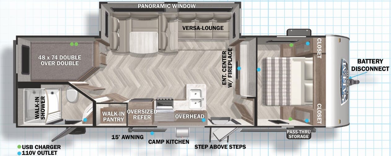 View 2022 Forest River Salem Cruise Lite 263BHXL complete specs and manufacturer brochures