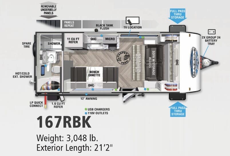 View 2022 Forest River Salem FSX 167RBk complete specs and manufacturer brochures