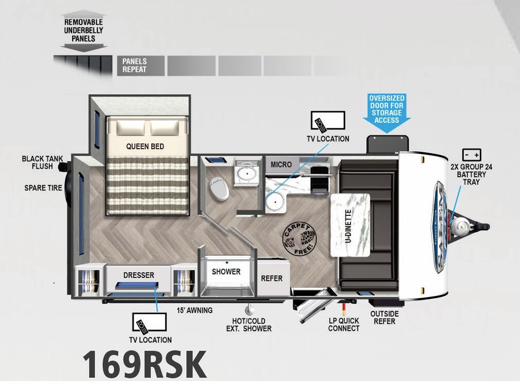 View 2022 Forest River Salem FSX 169RSK complete specs and manufacturer brochures