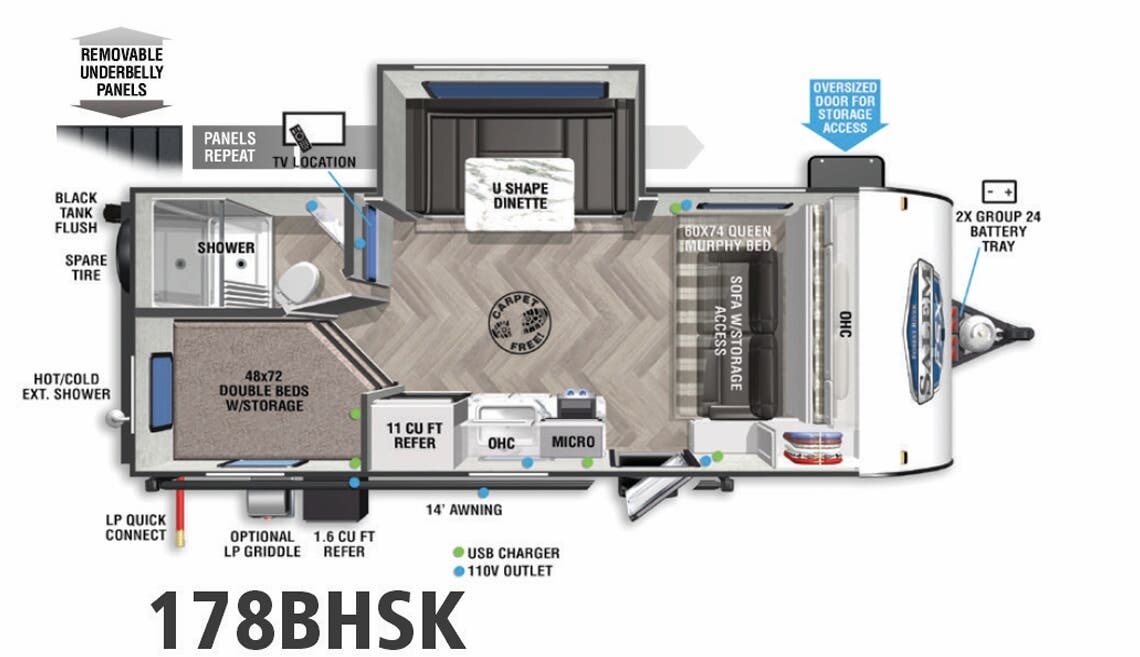 View 2022 Forest River Salem FSX 178BHSK complete specs and manufacturer brochures
