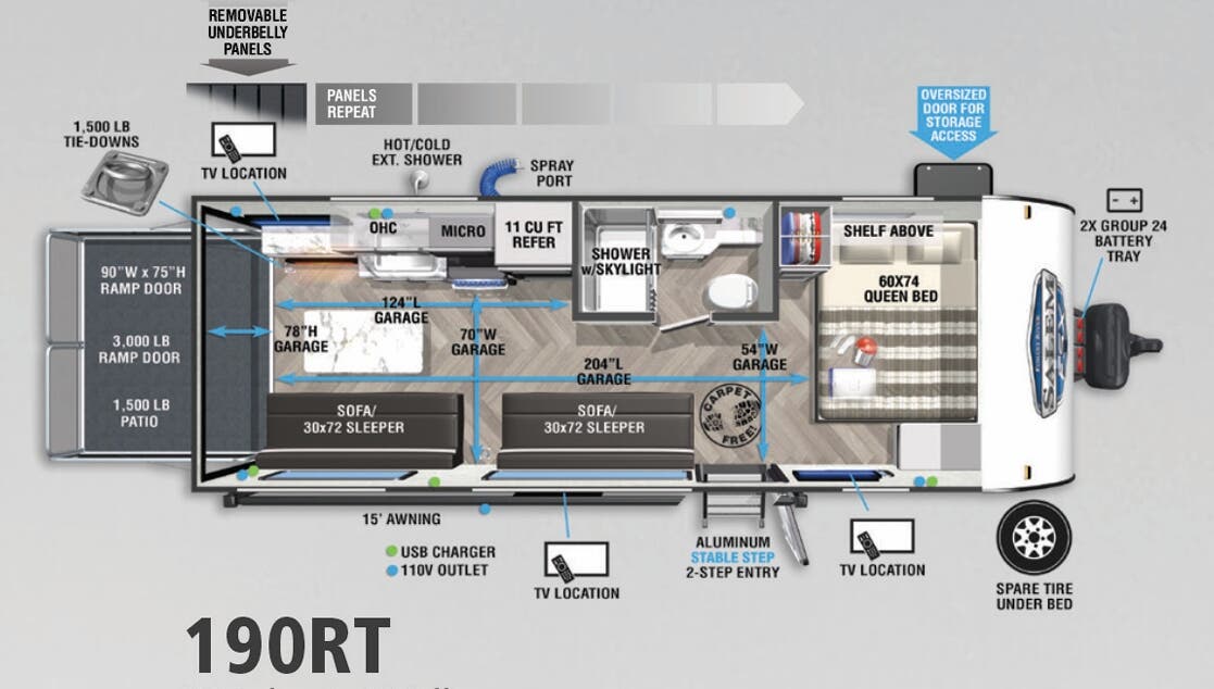 View 2022 Forest River Salem FSX 190RT complete specs and manufacturer brochures