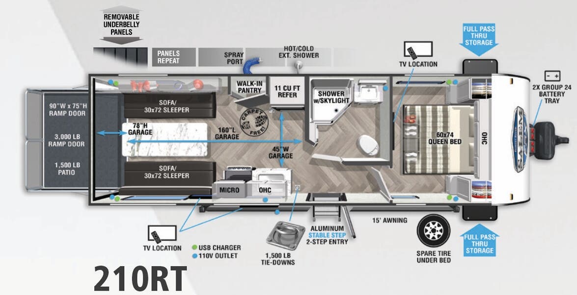 View 2022 Forest River Salem FSX 210RT complete specs and manufacturer brochures