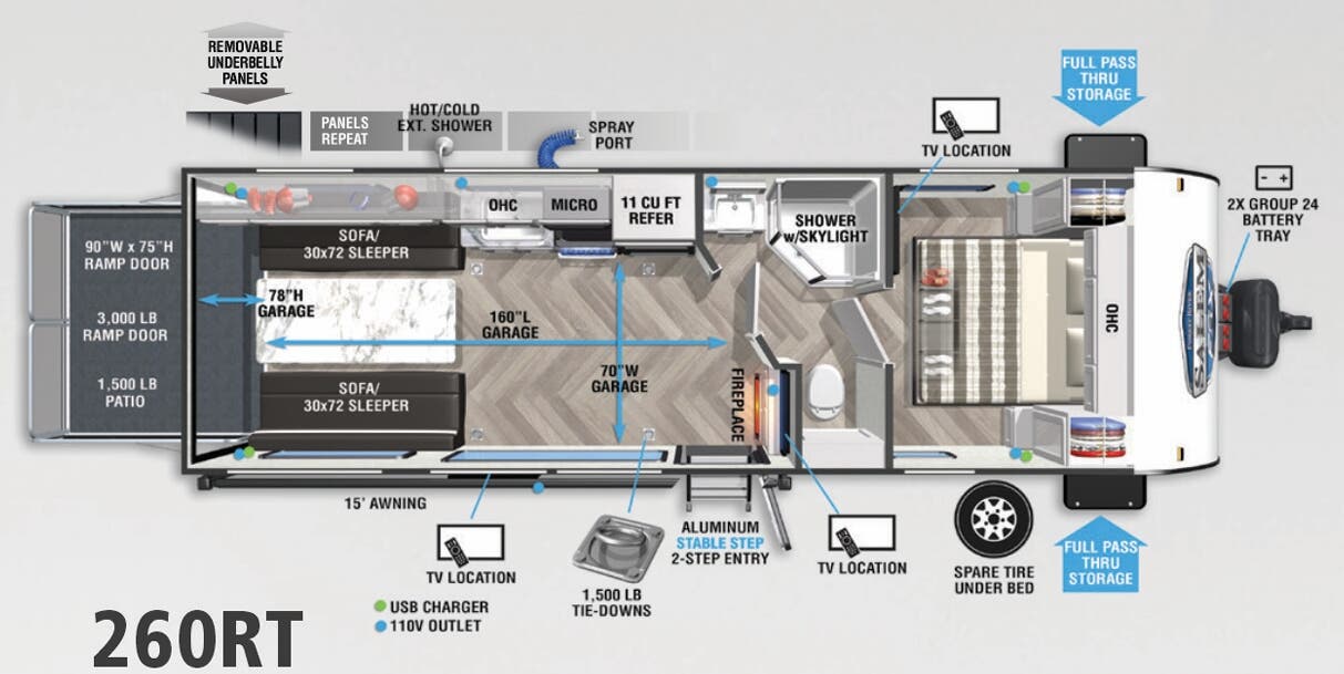 View 2022 Forest River Salem FSX 260RT complete specs and manufacturer brochures