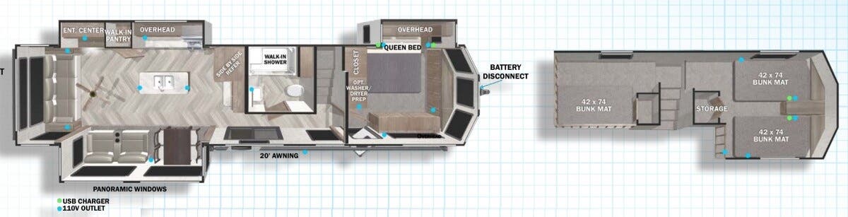 View 2022 Forest River Salem Grand Villa 42DL complete specs and manufacturer brochures