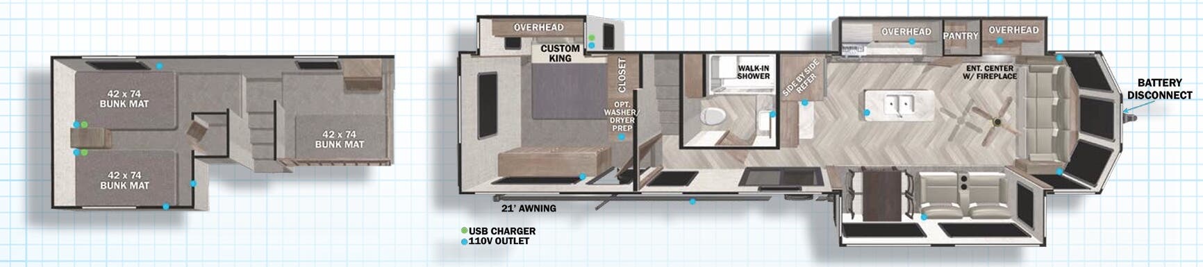 View 2022 Forest River Salem Grand Villa 42FLDL complete specs and manufacturer brochures