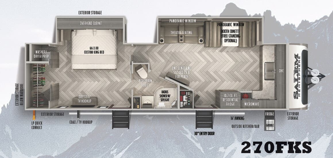 View 2022 Forest River Salem Hemisphere 270FKS complete specs and manufacturer brochures