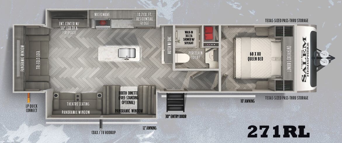 View 2022 Forest River Salem Hemisphere 271RL complete specs and manufacturer brochures