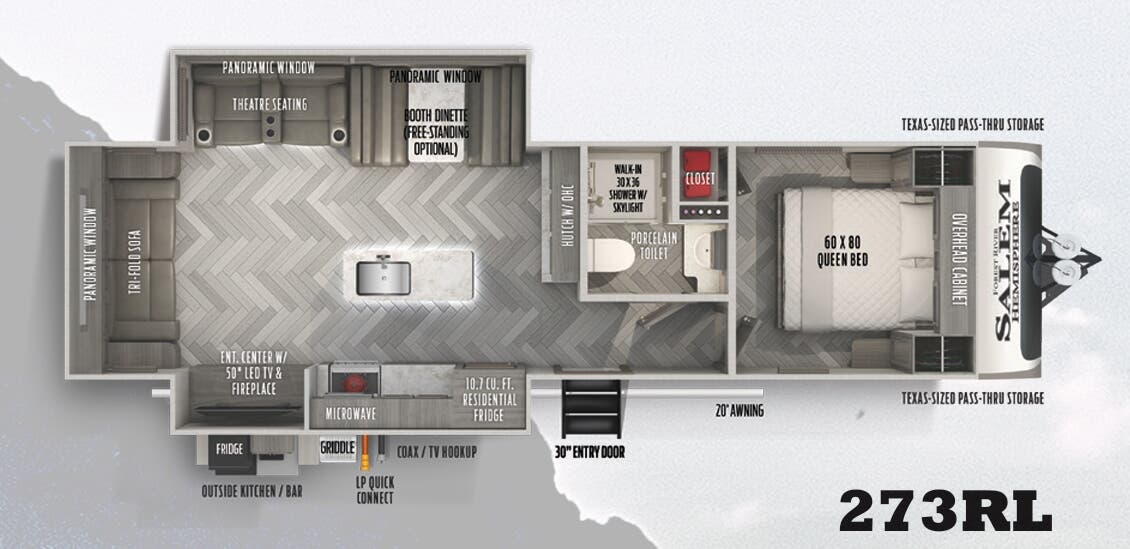 View 2022 Forest River Salem Hemisphere 273RL complete specs and manufacturer brochures