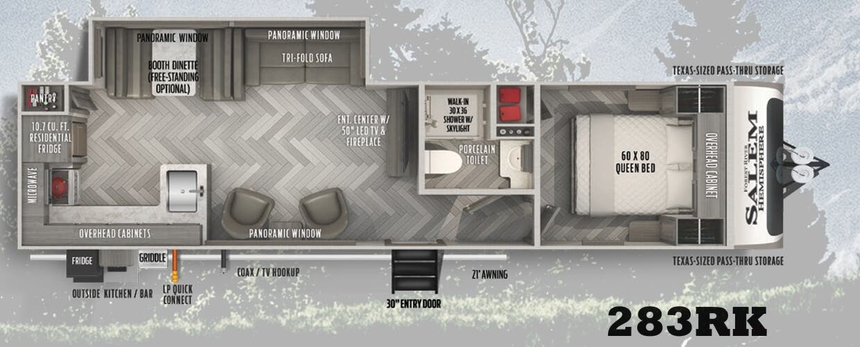 View 2022 Forest River Salem Hemisphere 283RK complete specs and manufacturer brochures