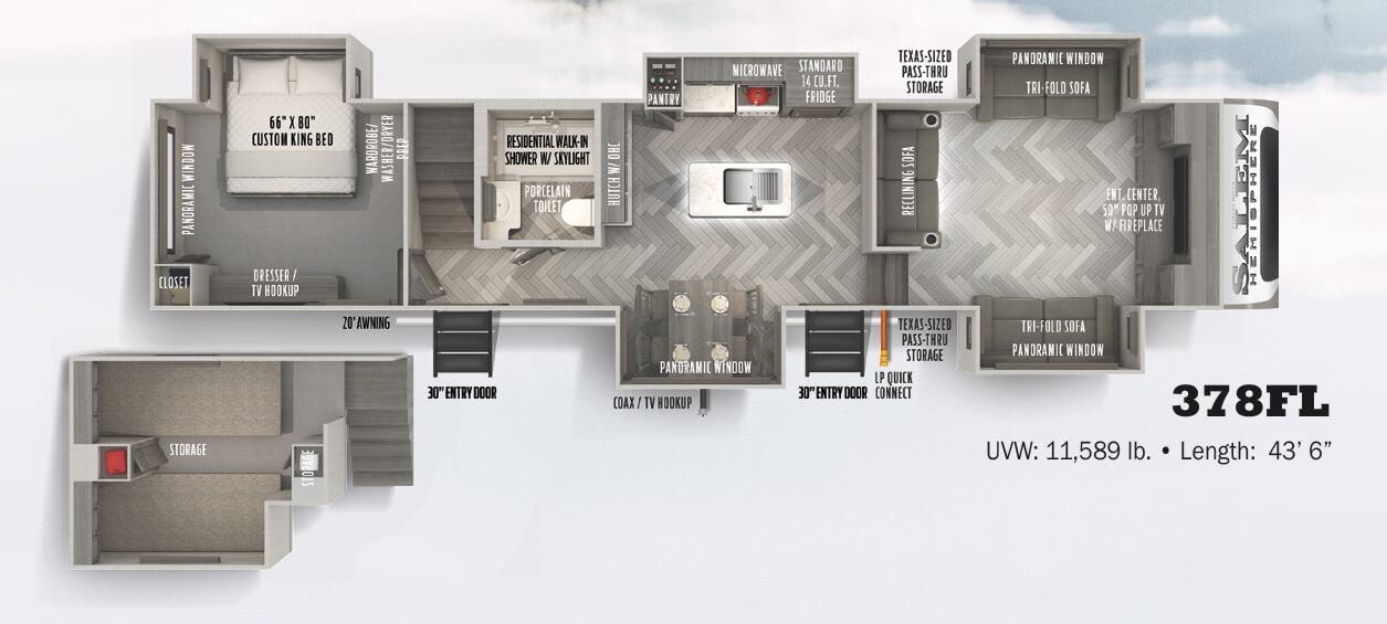 View 2022 Forest River Salem Hemisphere 378FL complete specs and manufacturer brochures