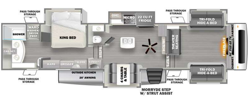 View 2022 Forest River Sandpiper 391FLRB complete specs and manufacturer brochures