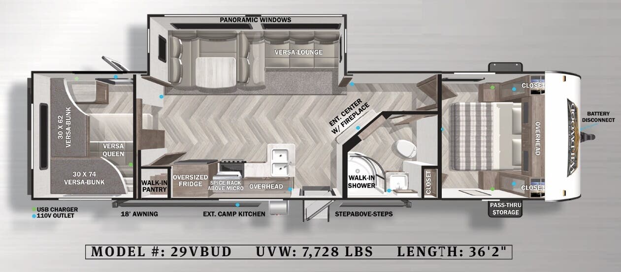 View 2022 Forest River Wildwood 29VBUD complete specs and manufacturer brochures