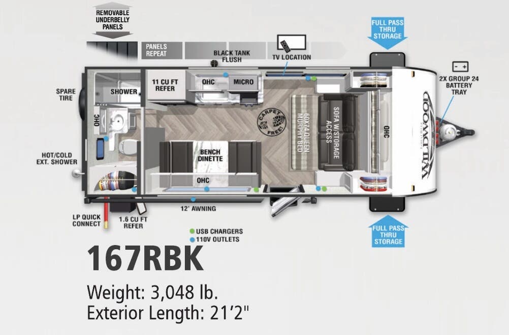 View 2022 Forest River Wildwood FSX 167RBK complete specs and manufacturer brochures