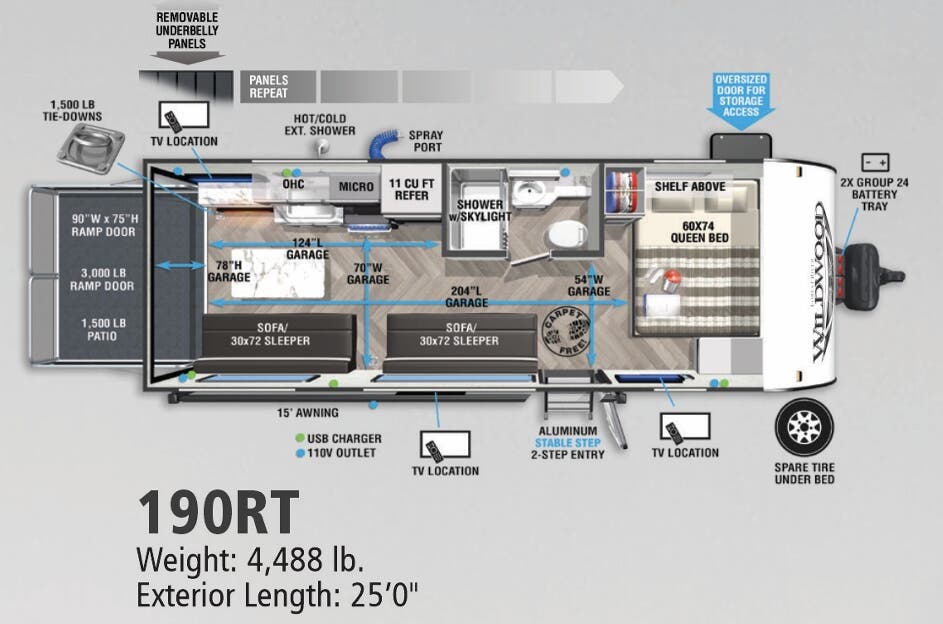View 2022 Forest River Wildwood FSX 190RTK complete specs and manufacturer brochures