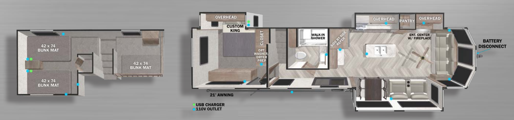 View 2022 Forest River Wildwood Grand Lodge 42FLDL complete specs and manufacturer brochures