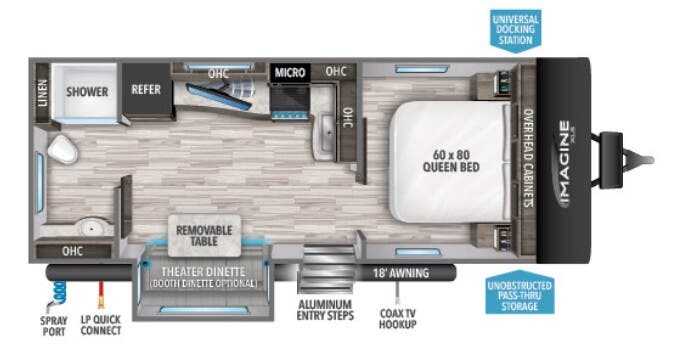 View 2022 Grand Design Imagine XLS 22RBE complete specs and manufacturer brochures