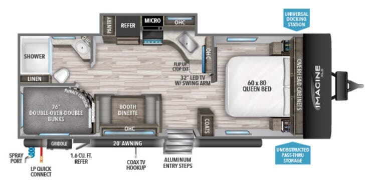 View 2022 Grand Design Imagine XLS 23BHE complete specs and manufacturer brochures