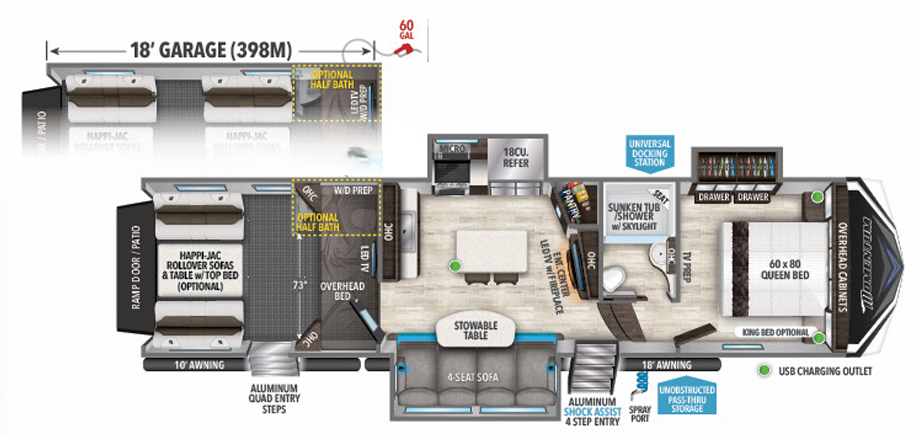 View 2022 Grand Design Momentum M-Class 398M complete specs and manufacturer brochures