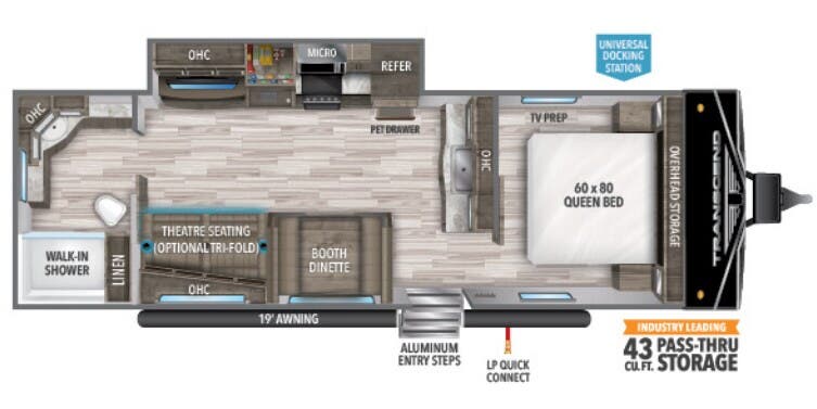 View 2022 Grand Design Transcend Xplor 260RB complete specs and manufacturer brochures