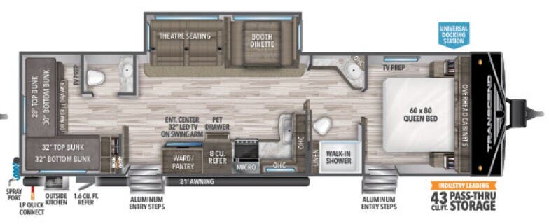 View 2022 Grand Design Transcend Xplor 321BH complete specs and manufacturer brochures