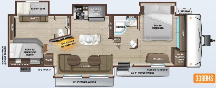 View 2022 Highland Ridge Mesa Ridge 338BHS complete specs and manufacturer brochures