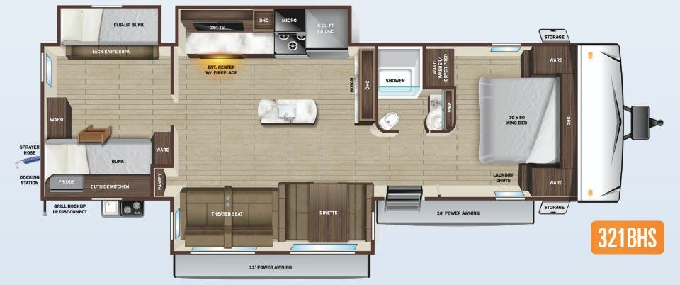 View 2022 Highland Ridge Open Range Light 321BHS complete specs and manufacturer brochures