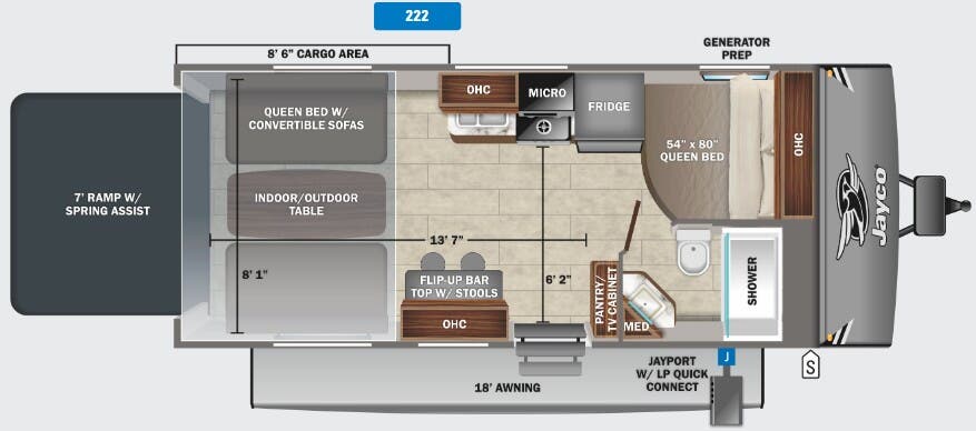View 2022 Jayco Jay Flight Octane 222 complete specs and manufacturer brochures