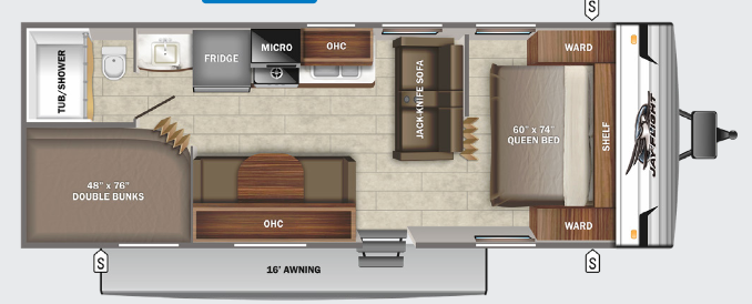 View 2022 Jayco Jay Flight SLX 8 264BHW complete specs and manufacturer brochures