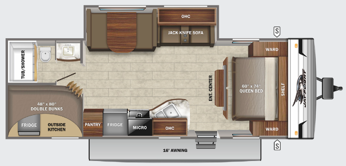 View 2022 Jayco Jay Flight SLX 8 267BHSW complete specs and manufacturer brochures