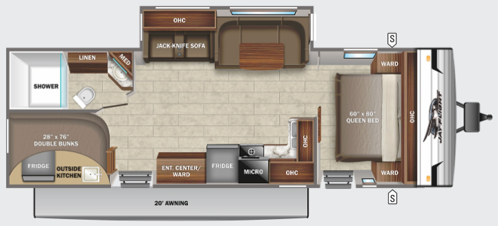 View 2022 Jayco Jay Flight SLX 8 286BHSW complete specs and manufacturer brochures