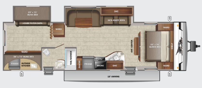 View 2022 Jayco Jay Flight SLX 8 324BDS complete specs and manufacturer brochures