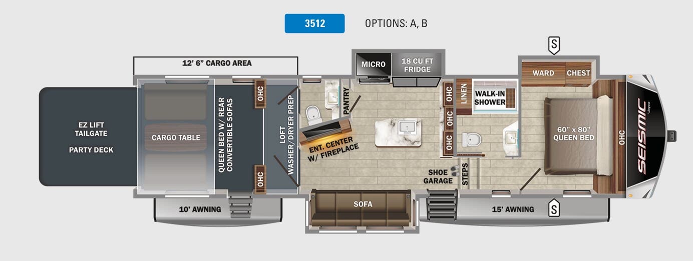 View 2022 Jayco Seismic Luxury Series 3512 complete specs and manufacturer brochures