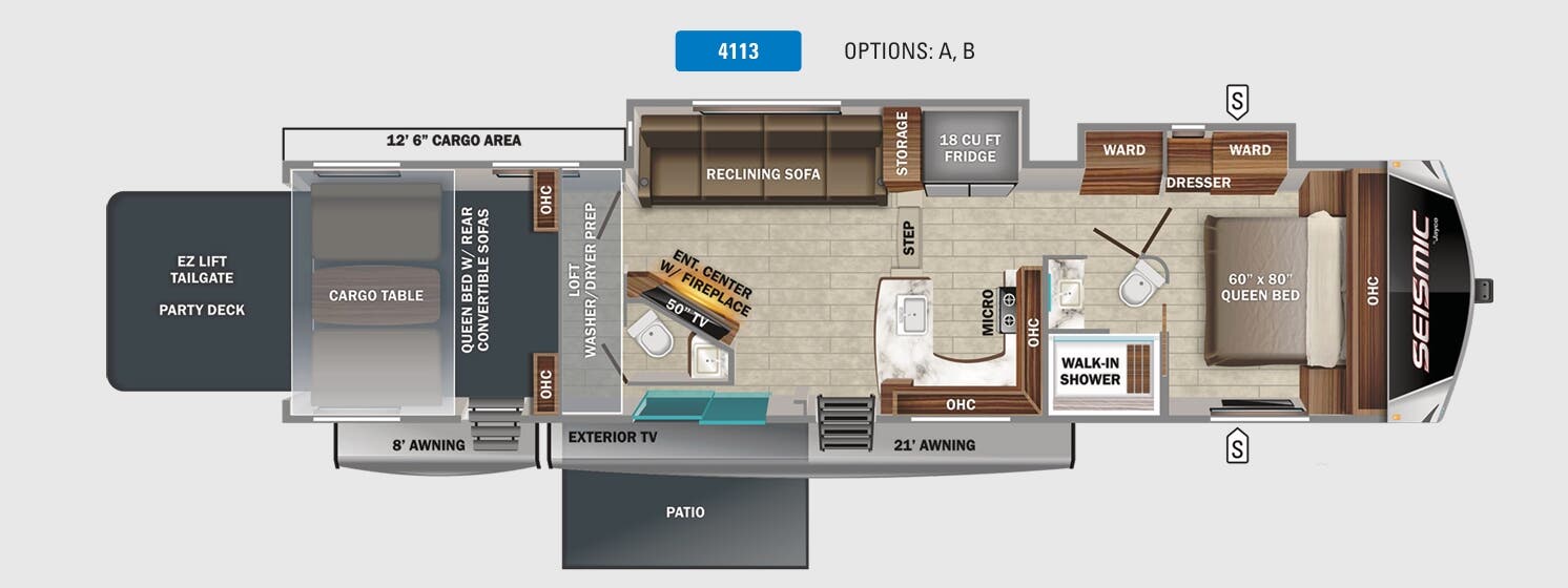 View 2022 Jayco Seismic Luxury Series 4113 complete specs and manufacturer brochures