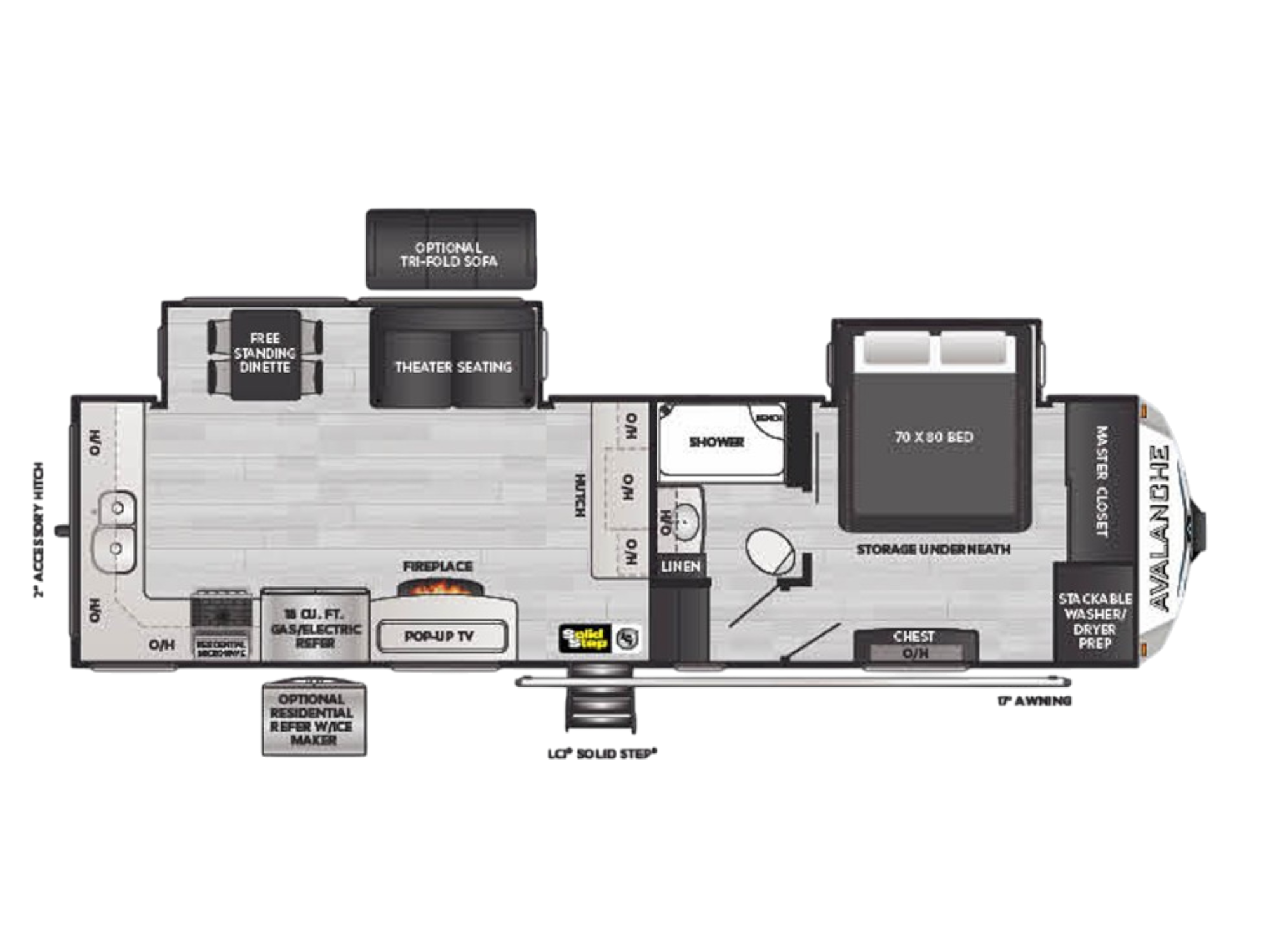 View 2022 Keystone Alpine Avalanche Edition 295RK complete specs and manufacturer brochures