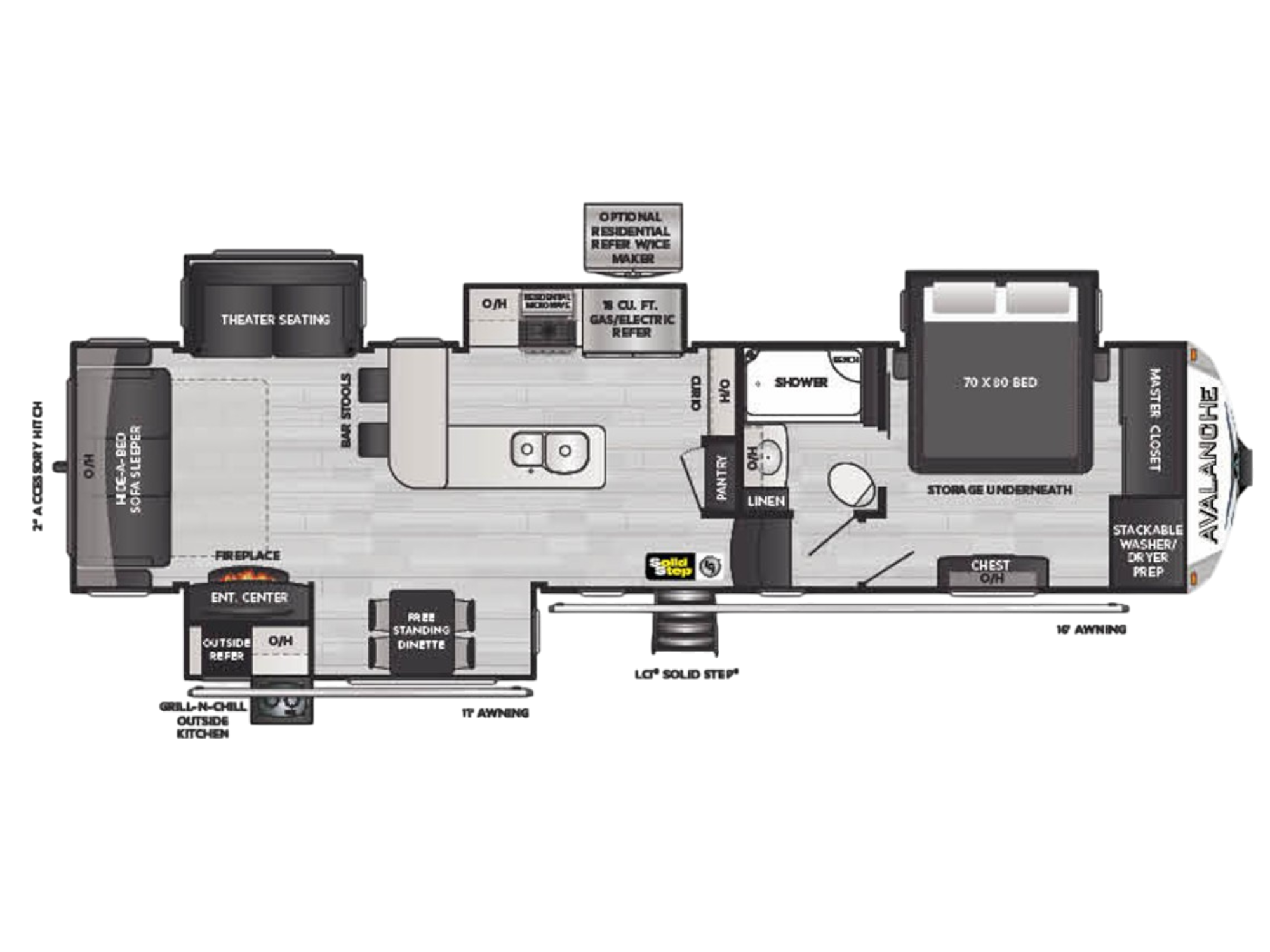 View 2022 Keystone Alpine Avalanche Edition 338GK complete specs and manufacturer brochures