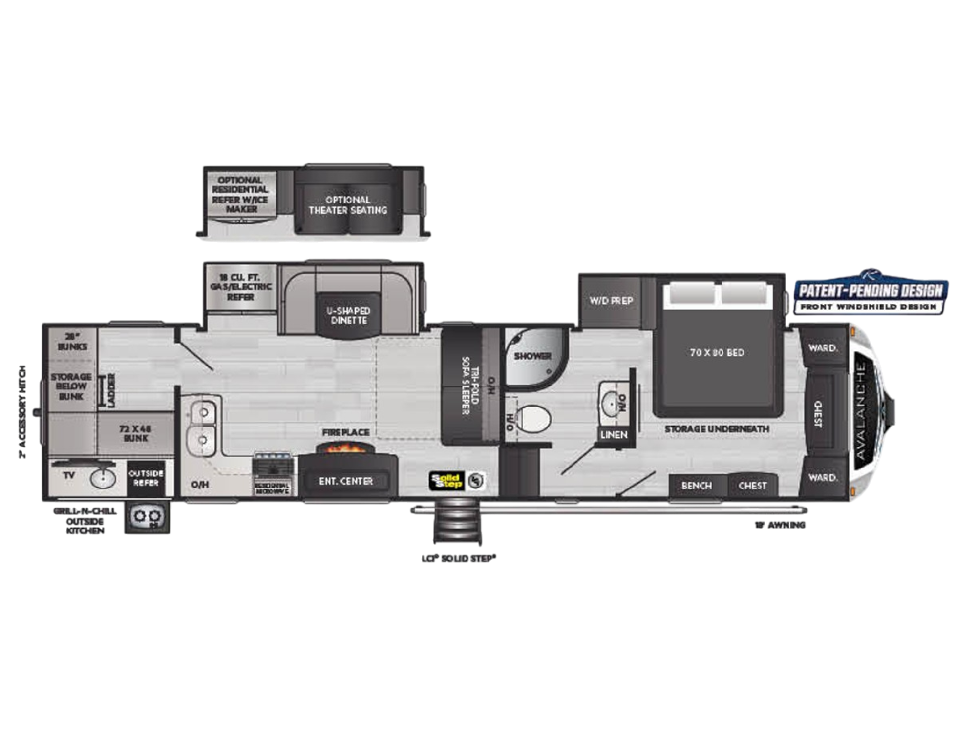 View 2022 Keystone Alpine Avalanche Edition 352BH complete specs and manufacturer brochures
