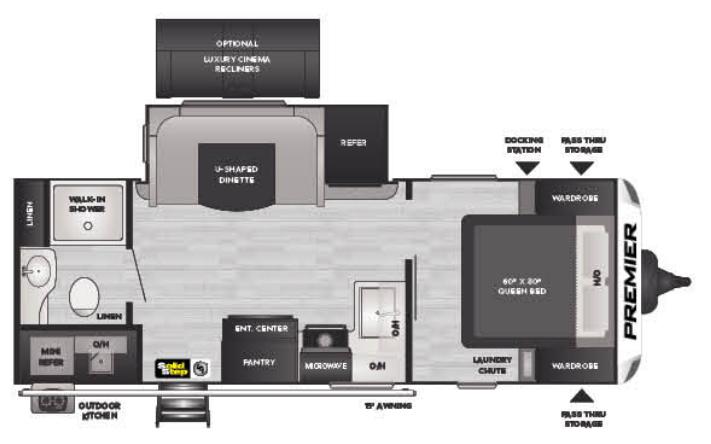 View 2022 Keystone Bullet Premier 23RBPR complete specs and manufacturer brochures