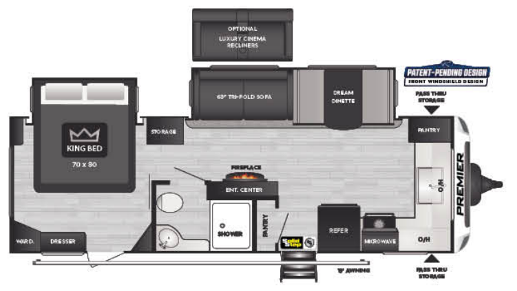 View 2022 Keystone Bullet Premier 25FKPR complete specs and manufacturer brochures