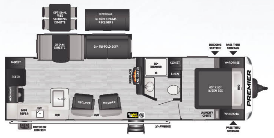 View 2022 Keystone Bullet Premier 29RKPR complete specs and manufacturer brochures