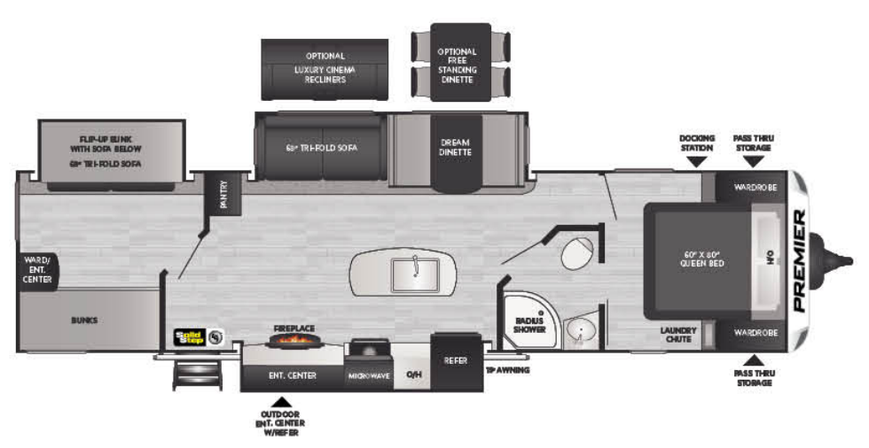 View 2022 Keystone Bullet Premier 34BIPR complete specs and manufacturer brochures