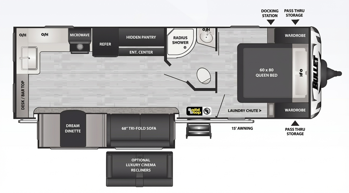 View 2022 Keystone Bullet Premium 258RKS complete specs and manufacturer brochures