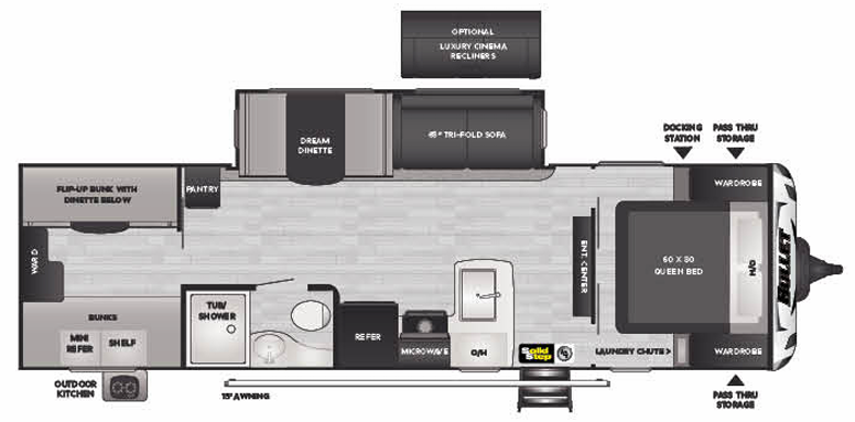 View 2022 Keystone Bullet Premium 287QBSWE complete specs and manufacturer brochures