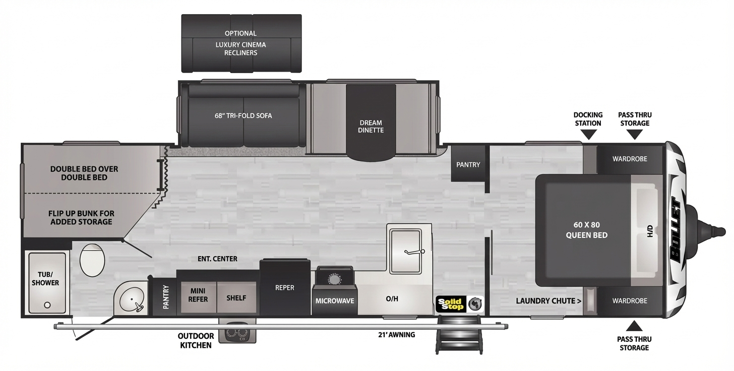 View 2022 Keystone Bullet Premium 290BHSWE complete specs and manufacturer brochures