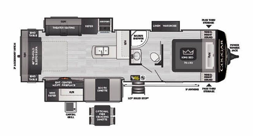 View 2022 Keystone Cougar Half-Ton 29RLKWE complete specs and manufacturer brochures