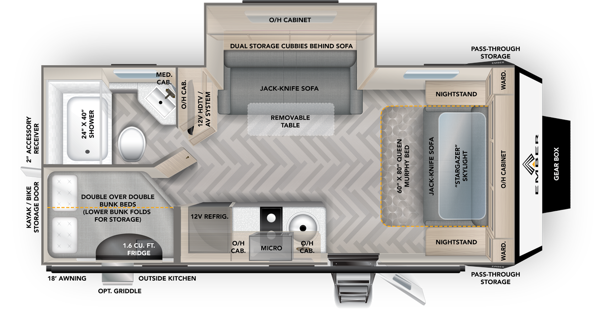 View 2023 Ember RV Overland 221MDB complete specs and manufacturer brochures