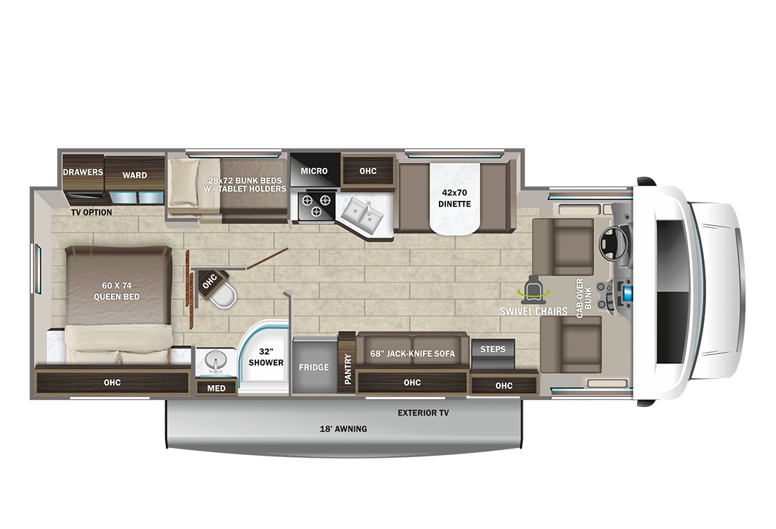 View 2023 Entegra Coach Odyssey 31F complete specs and manufacturer brochures