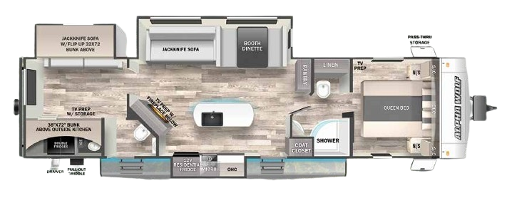 View 2023 Forest River Alpha Wolf 33BH-L complete specs and manufacturer brochures