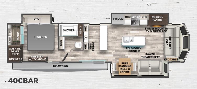 View 2023 Forest River Cedar Creek Cottage 40CBAR complete specs and manufacturer brochures
